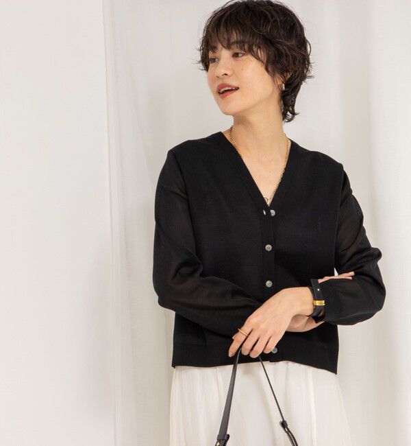 NOLLEY'S「《アンサンブル対応》ハーフシアーVネックカーディガン」|カーディガン|