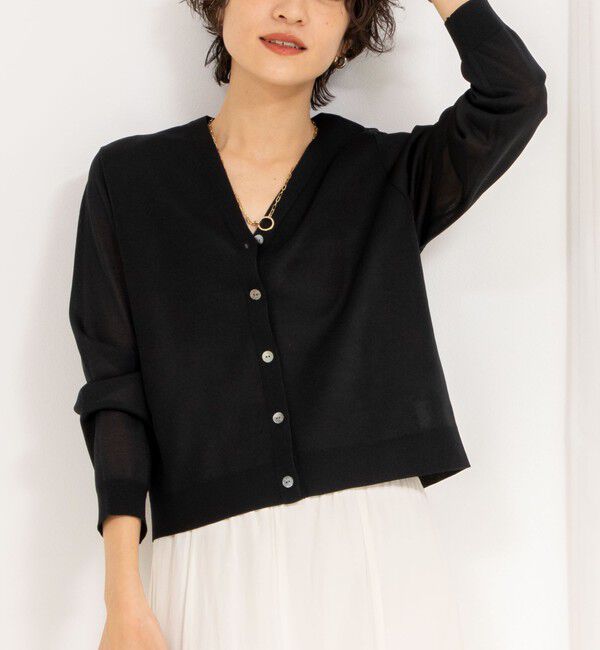 NOLLEY'S「《アンサンブル対応》ハーフシアーVネックカーディガン」|カーディガン|