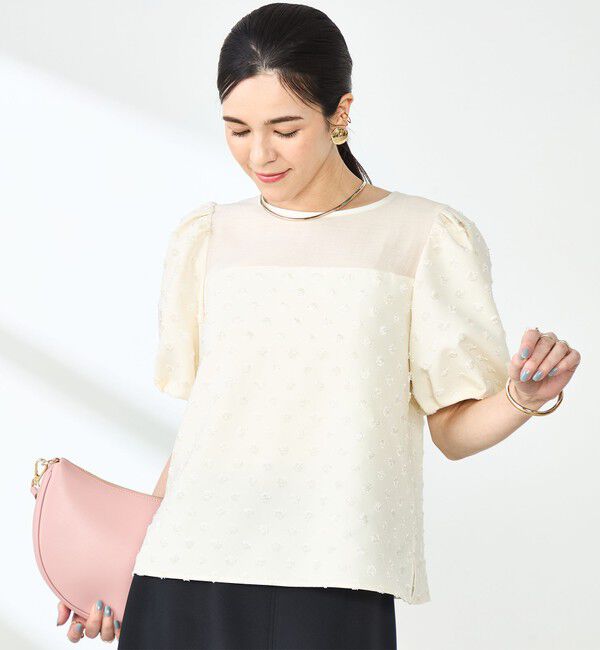 NOLLEY'S sophi「ドットジャガードバルーンスリーブブラウス」|シャツ・ブラウス|