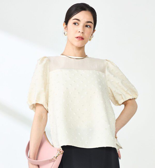 NOLLEY'S sophi「ドットジャガードバルーンスリーブブラウス」|シャツ・ブラウス|