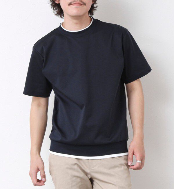 NOLLEY'S goodman「《接触冷感》スーピマコットン ダブルカラーTee 25SS」|Tシャツ・カットソー|ネイビー