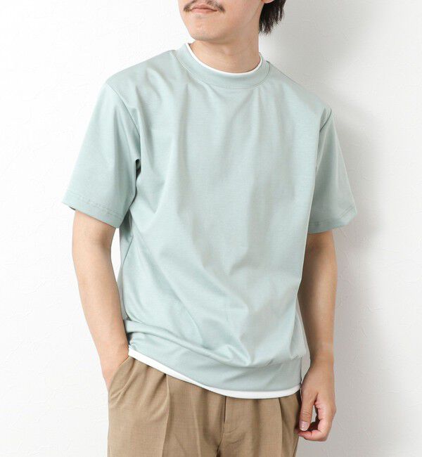 NOLLEY'S goodman「《接触冷感》スーピマコットン ダブルカラーTee 25SS」|Tシャツ・カットソー|ミントグリーン