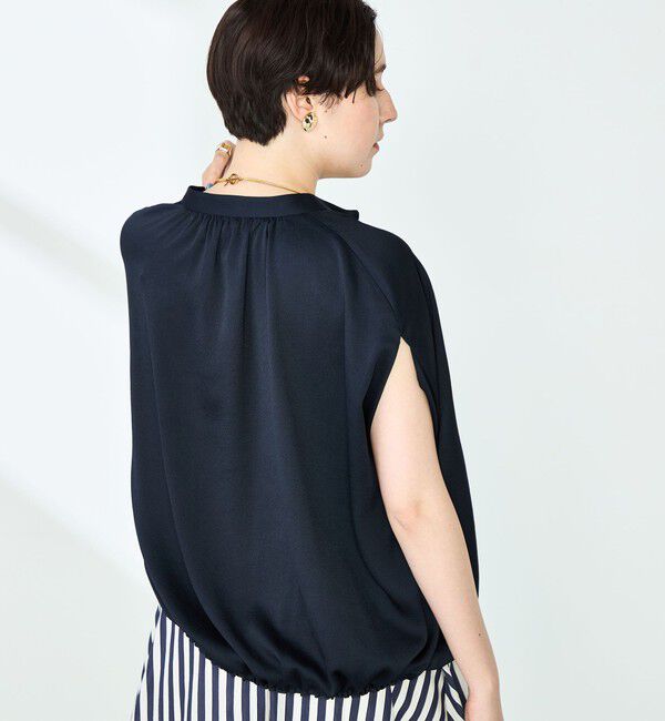 NOLLEY'S「ハンマーサテンケープブラウス」|シャツ・ブラウス|
