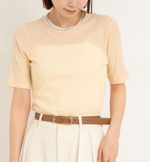 NOLLEY'S sophi「シアー配色トリミング半袖Tシャツ」|Tシャツ・カットソー|オレンジ