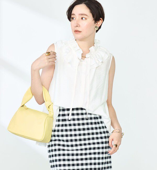 NOLLEY'S sophi「フリルネックノースリーブブラウス」|シャツ・ブラウス|ホワイト