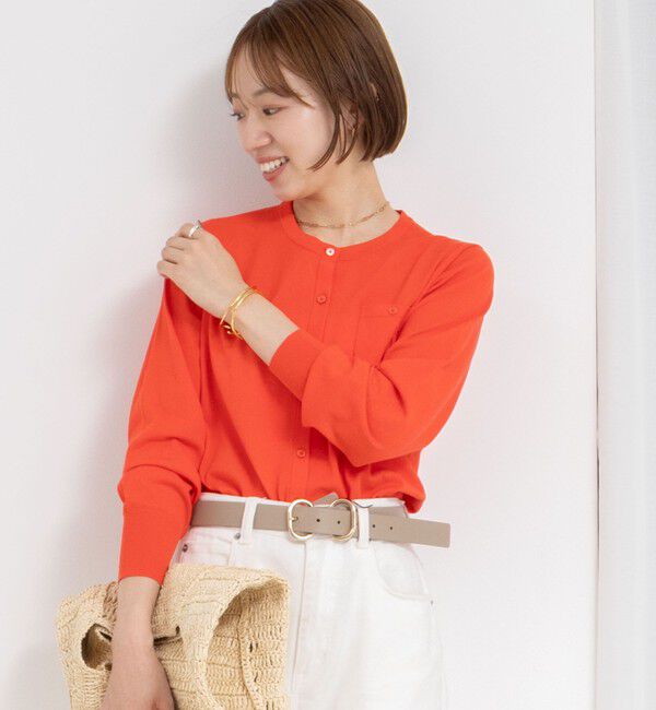 NOLLEY'S sophi「《アンサンブル対応/手洗い可能》綿ポリポケ付きCクルーネックカーディガン」|カーディガン|