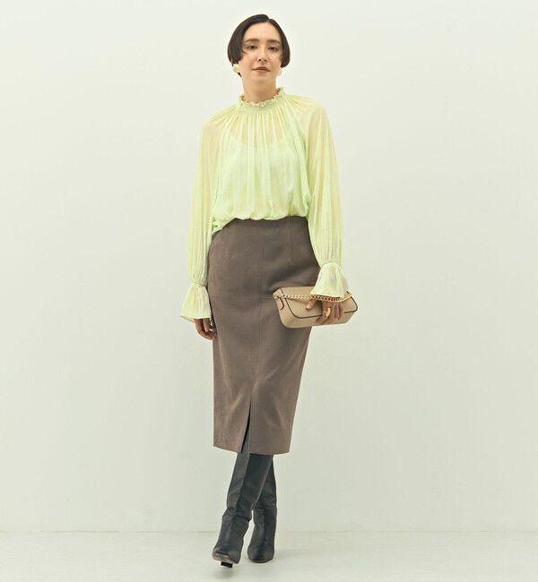 NOLLEY'S「ウォッシャブルストレッチスエード切替タイトスカート」|タイト|