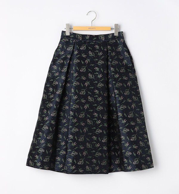 NOLLEY'S「ウォッシャブル花柄ジャガードタックスカート」|フレア|