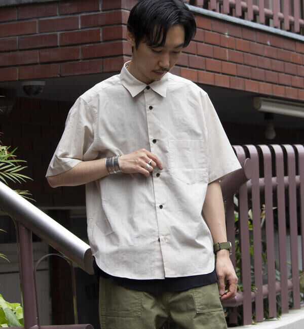 GLOSTER「【GLOSTER/グロスター】コットンリネン 半袖シャツ レギュラーカラー 綿麻」|シャツ・ブラウス|キナリ