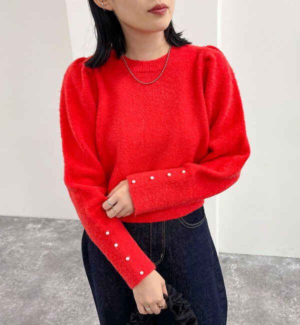 fredy emue「袖ボリュームパール付きニットプルオーバー」|ニット・セーター|