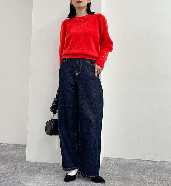 fredy emue「袖ボリュームパール付きニットプルオーバー」|ニット・セーター|