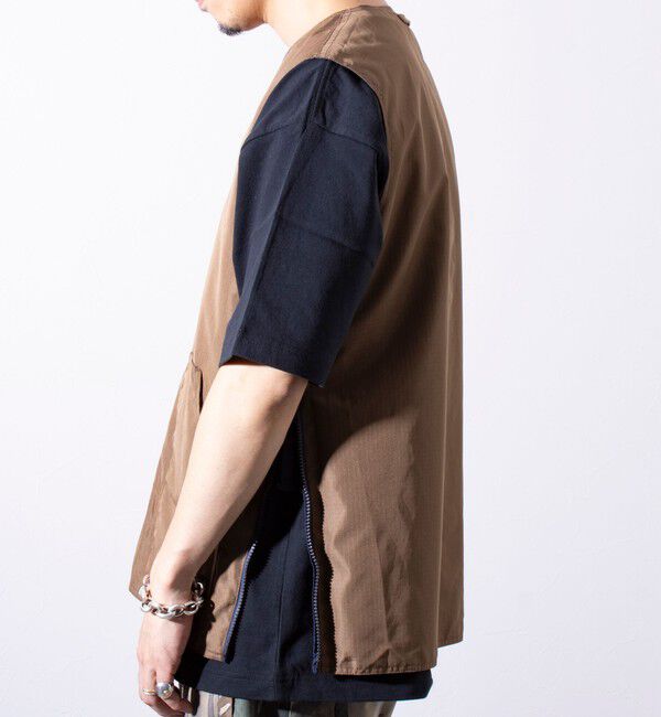 GLOSTER「【TAION/タイオン】ミリタリー Ripstop  Vネックジップリバーシブルベスト ユニセックス」|ベスト・ジレ|