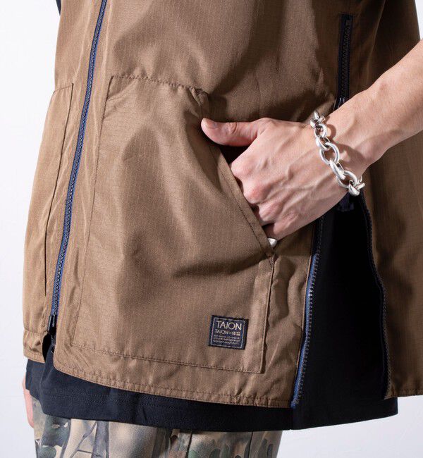 GLOSTER「【TAION/タイオン】ミリタリー Ripstop  Vネックジップリバーシブルベスト ユニセックス」|ベスト・ジレ|