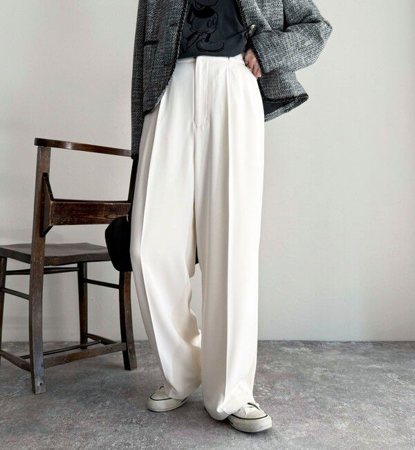 fredy emue「とろみツイルタックスラックス【レングス長め丈あり】」|スラックス|