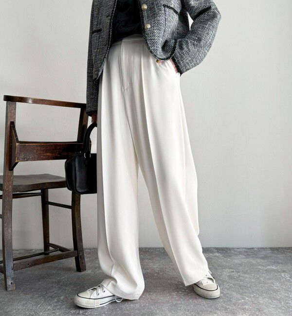 fredy emue「とろみツイルタックスラックス【レングス長め丈あり】」|スラックス|