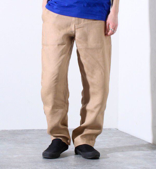 GLOSTER「【GLOSTER/グロスター】リネン100% イージーパンツ リラックスフィット」|チノ|ベージュ