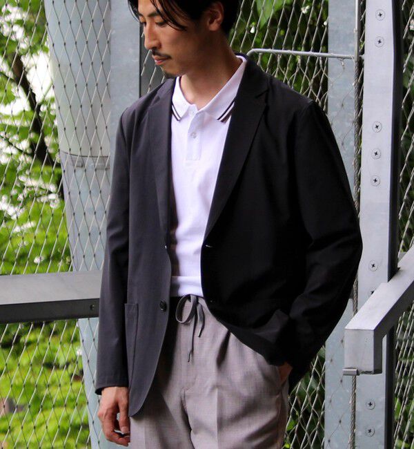 GLOSTER「【GLOSTER/グロスター】COOLMAX ポリトロテーラードジャケット イージーケア 2B」|テーラードジャケット|チャコールグレー