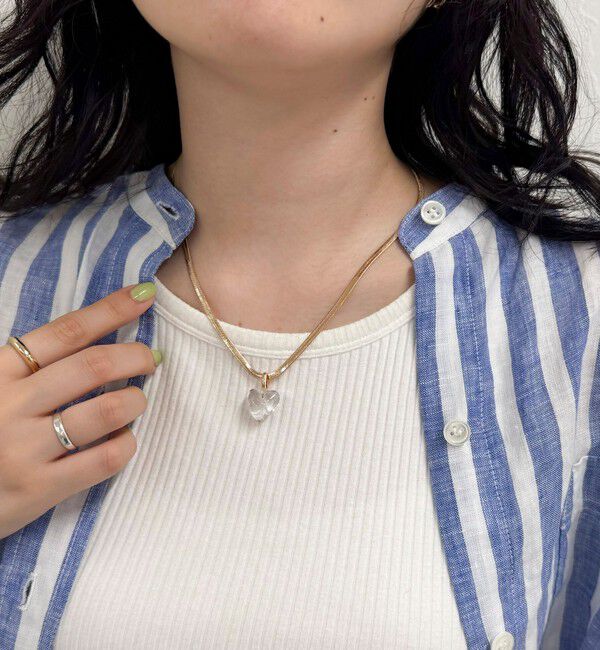 fredy emue「クリアハートフラットチェーンネックレス」|ネックレス|ゴールド