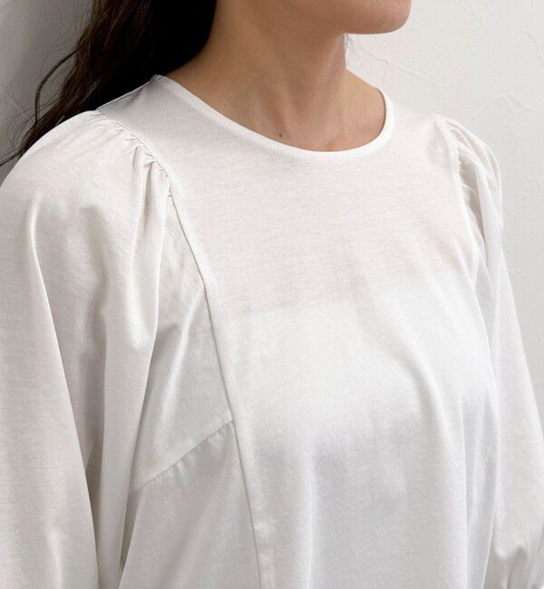 fredy emue「シルケット袖ギャザーカットソーブラウス」|Tシャツ・カットソー|