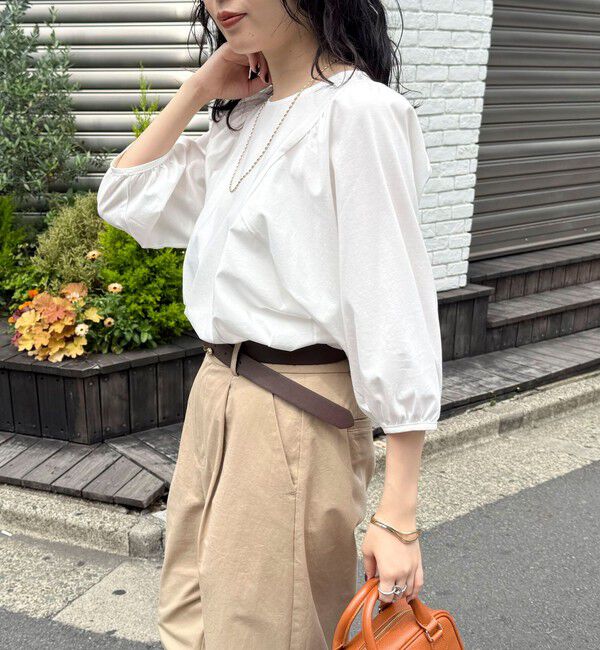 fredy emue「シルケット袖ギャザーカットソーブラウス」|Tシャツ・カットソー|