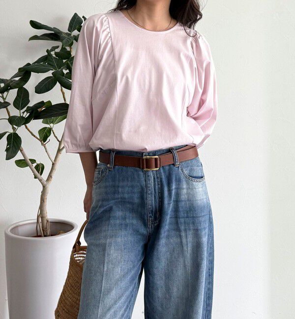 fredy emue「シルケット袖ギャザーカットソーブラウス」|Tシャツ・カットソー|