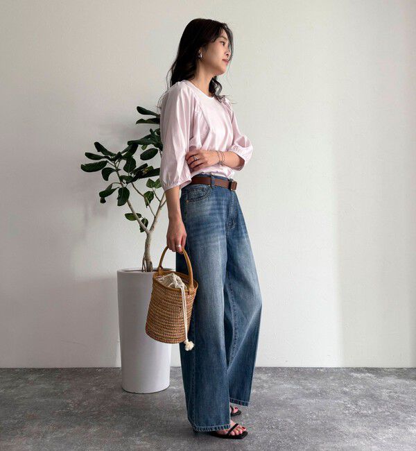 fredy emue「シルケット袖ギャザーカットソーブラウス」|Tシャツ・カットソー|