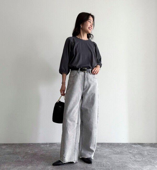 fredy emue「シルケット袖ギャザーカットソーブラウス」|Tシャツ・カットソー|