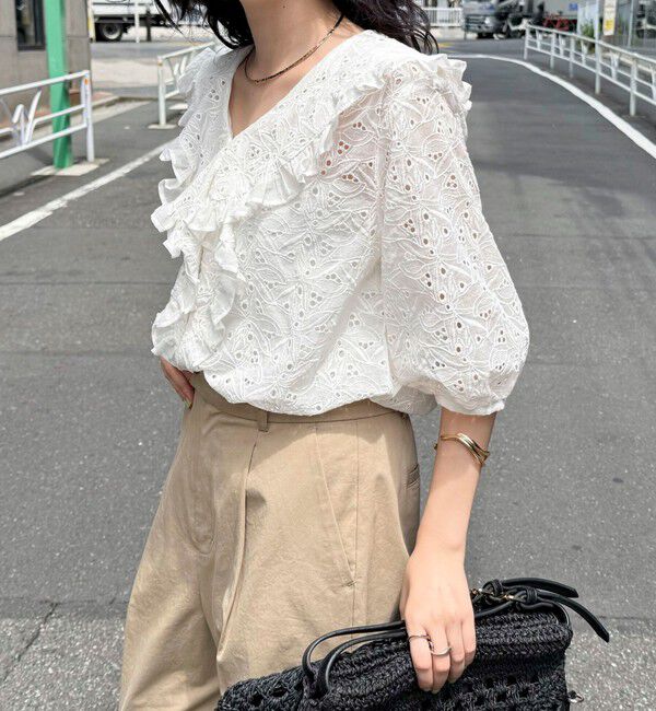 fredy emue「レースフリルカラーブラウス」|シャツ・ブラウス|
