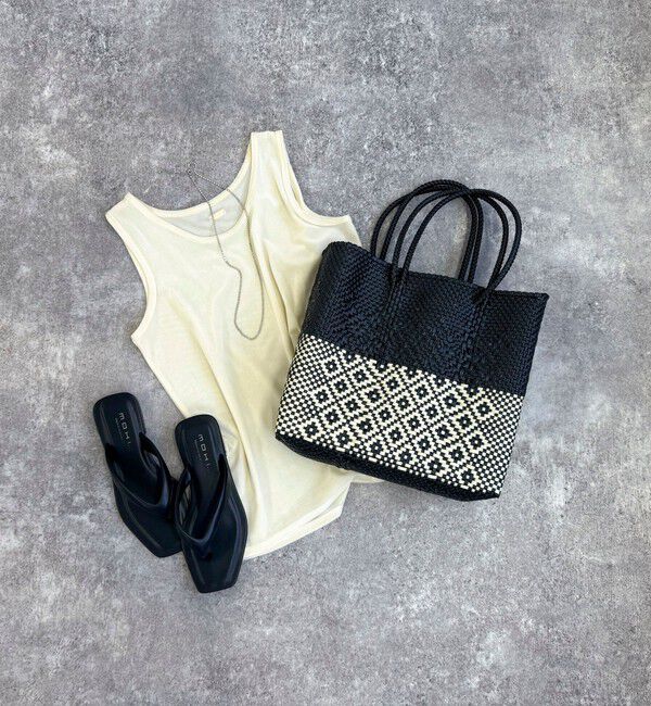 fredy emue「【MoonBird /ムーンバード】柄編みメルカドバッグ M」|かごバッグ|