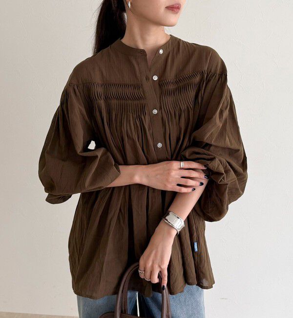 fredy emue「【GEVACO/ゲバコ】ピンタックブラウス」|シャツ・ブラウス|ブラウン