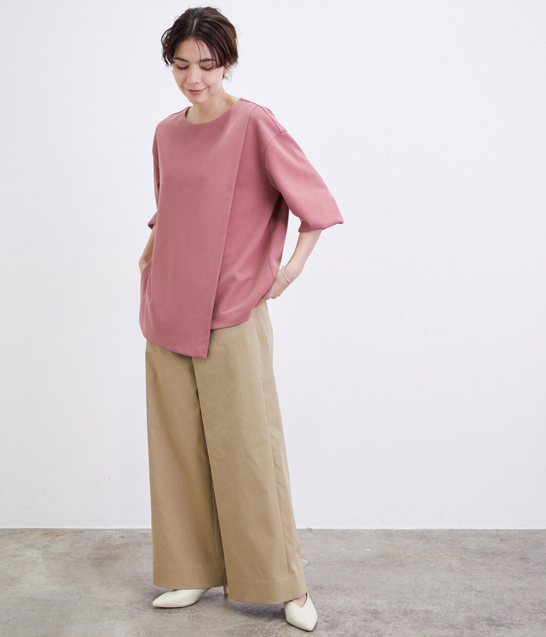 SALON adam et rope'「【UVカット・吸汗速乾】コットンライクポリエステルワイドパンツ」|その他|