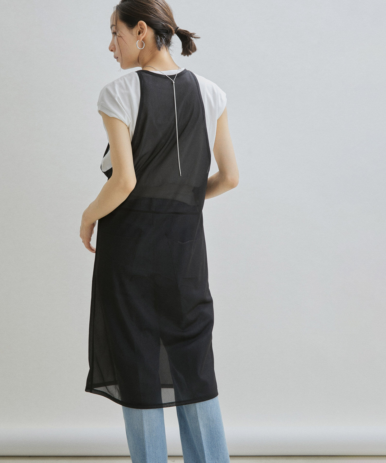 SALON adam et rope'「シアーアメリカンスリーブワンピース」|ワンピース|ブラック(01)