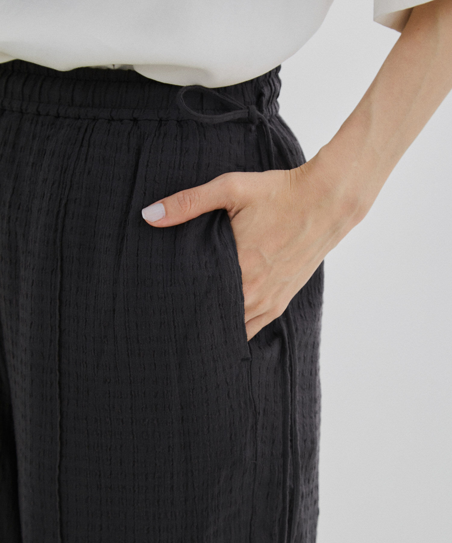 SALON adam et rope'「【NIPPON CULTURE】高島ちぢみサイドスリットイージーパンツ」|その他|