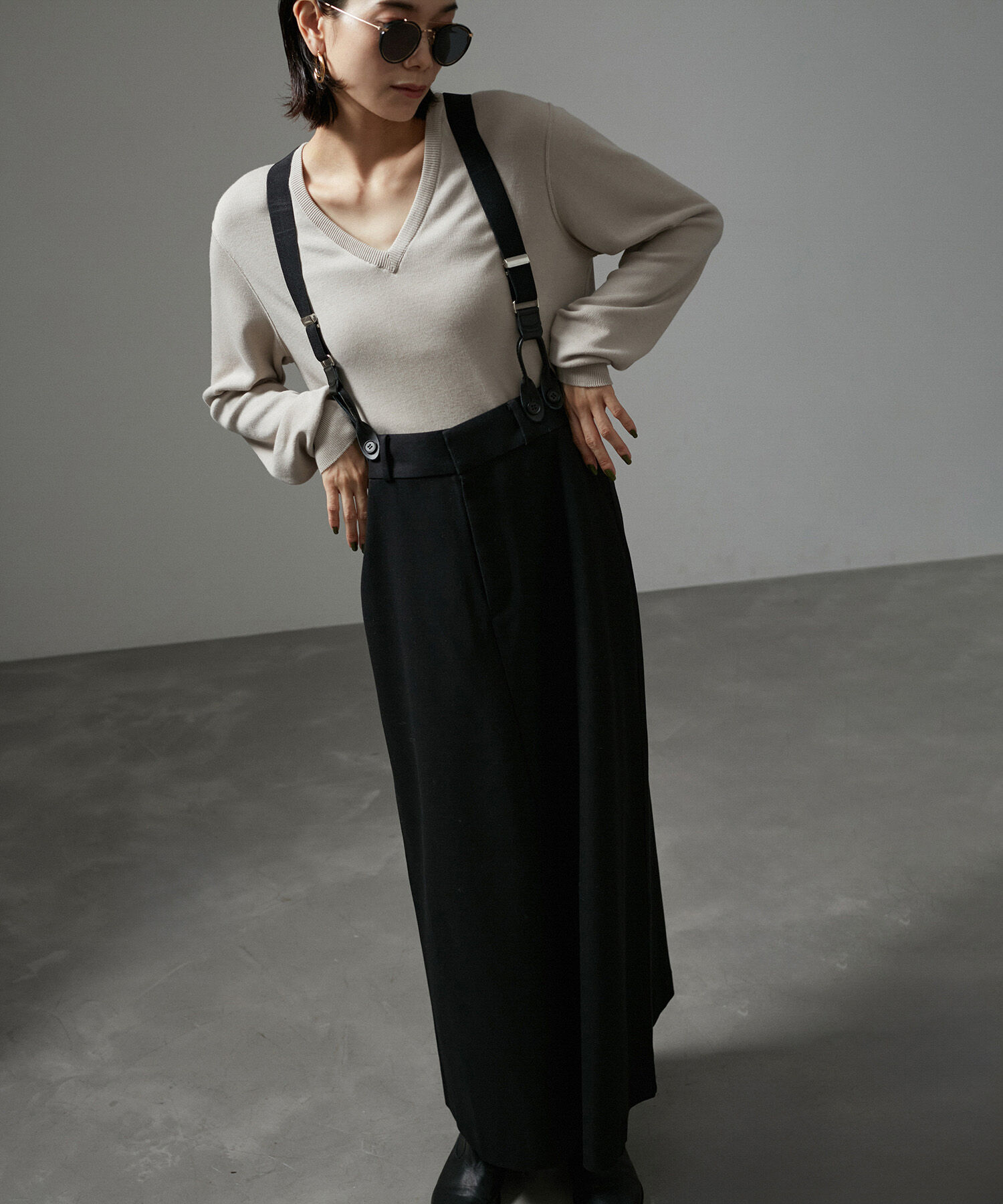 SALON adam et rope'「【WEB限定】サスペンダートラペーズスカート」|スカート|
