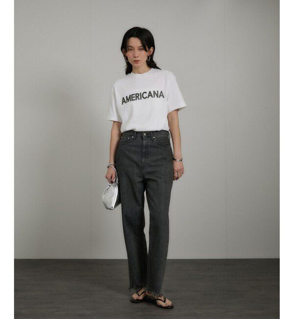 SALON adam et rope'「【Americana（アメリカーナ）】ラフィー丸胴 ロゴプリントTシャツ / レタリングTシャツ」|Tシャツ・カットソー|