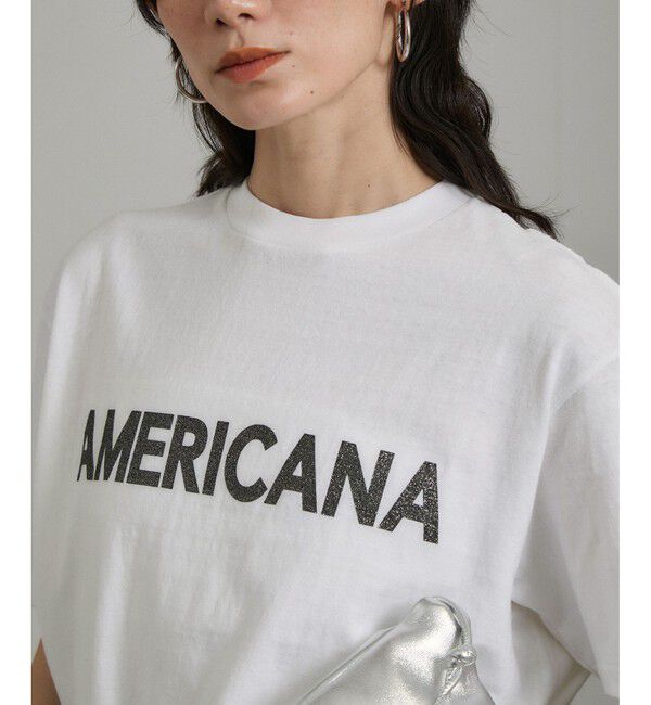 SALON adam et rope'「【Americana（アメリカーナ）】ラフィー丸胴 ロゴプリントTシャツ / レタリングTシャツ」|Tシャツ・カットソー|
