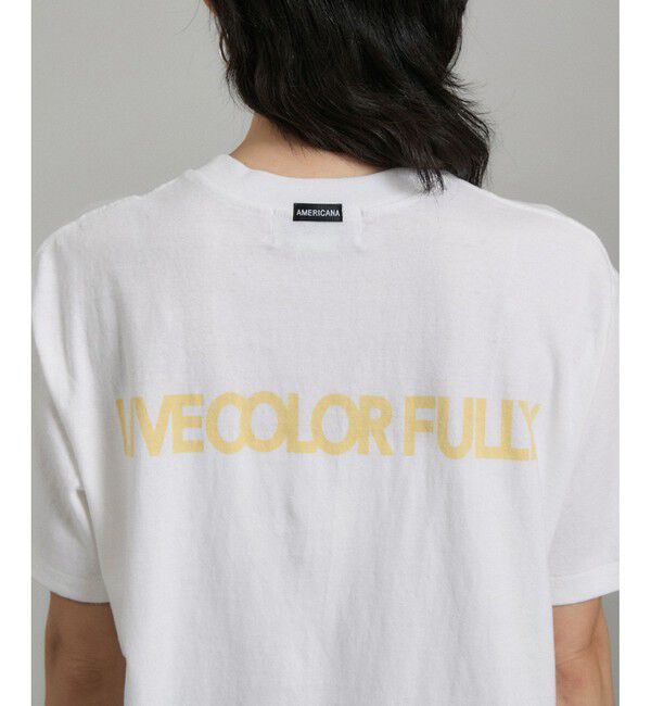 SALON adam et rope'「【Americana（アメリカーナ）】ラフィー丸胴 ロゴプリントTシャツ / レタリングTシャツ」|Tシャツ・カットソー|