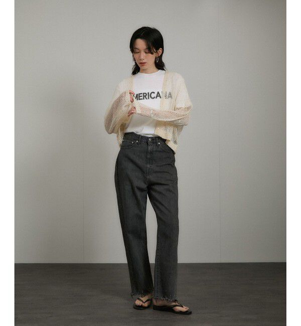 SALON adam et rope'「【Americana（アメリカーナ）】ラフィー丸胴 ロゴプリントTシャツ / レタリングTシャツ」|Tシャツ・カットソー|