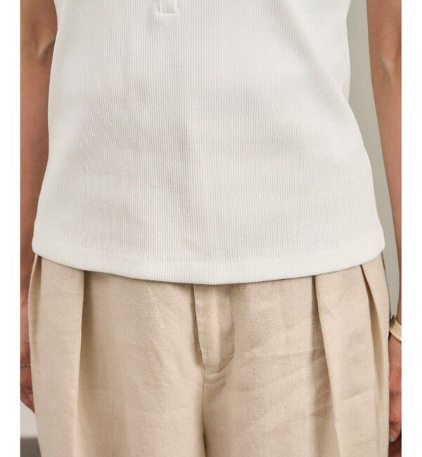 SALON adam et rope'「【WEB限定】プリマベールリブヘンリーネックノースリーブプルオーバー［UVケア・洗える］」|タンクトップ|