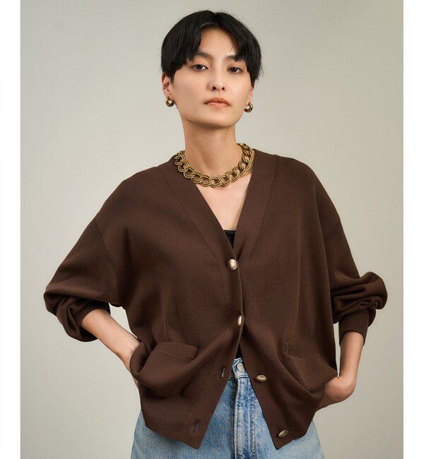 SALON adam et rope'「【WEB限定】メタルボタンスウェットライクラインカーディガン 2［新色追加］」|カーディガン|