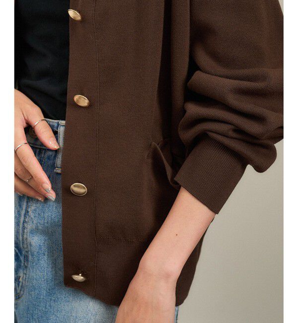 SALON adam et rope'「【WEB限定】メタルボタンスウェットライクラインカーディガン 2［新色追加］」|カーディガン|