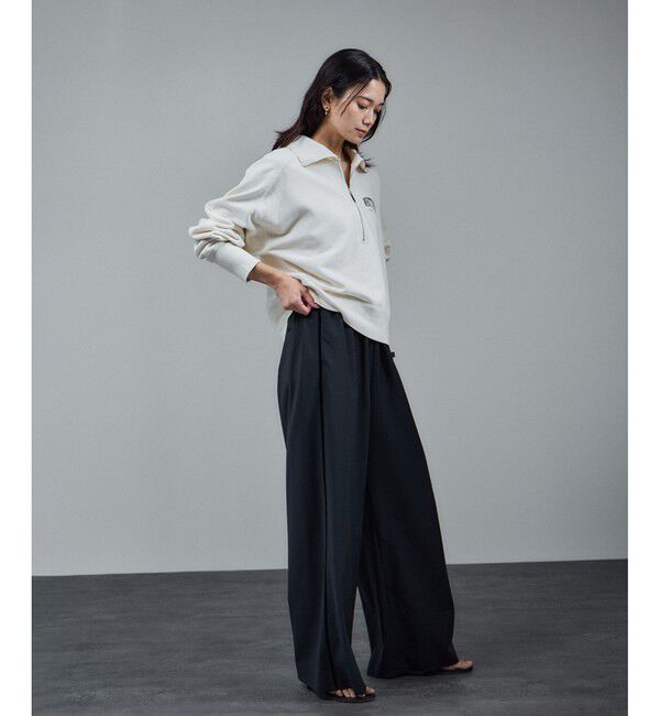 SALON adam et rope'「GREENWOOLサイドベロアラインパンツ［ストレッチ・接触冷感・防シワ］」|チノ|