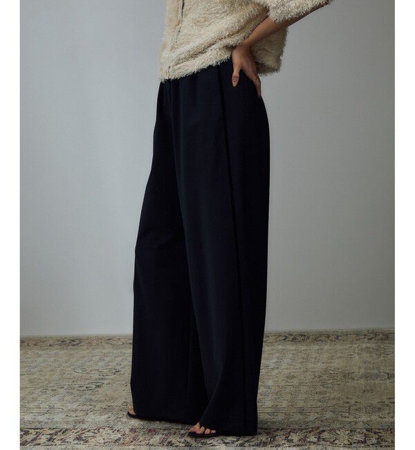 SALON adam et rope'「GREENWOOLサイドベロアラインパンツ［ストレッチ・接触冷感・防シワ］」|チノ|