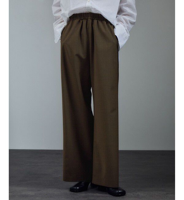 SALON adam et rope'「GREENWOOLサイドベロアラインパンツ［ストレッチ・接触冷感・防シワ］」|チノ|