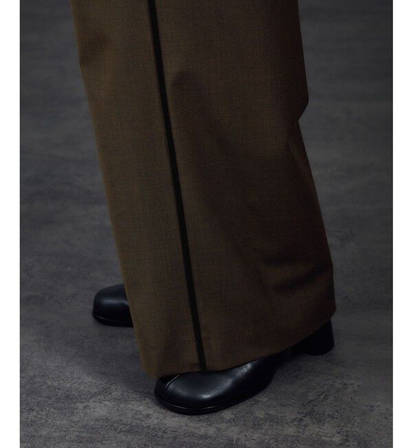 SALON adam et rope'「GREENWOOLサイドベロアラインパンツ［ストレッチ・接触冷感・防シワ］」|チノ|