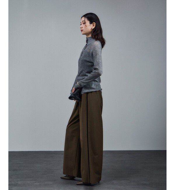 SALON adam et rope'「GREENWOOLサイドベロアラインパンツ［ストレッチ・接触冷感・防シワ］」|チノ|