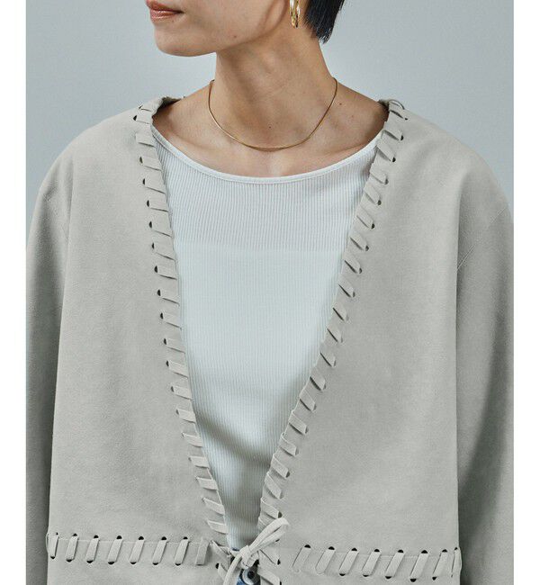 SALON adam et rope'「ウルトラスウェードノーカラータッセルジャケット」|ノーカラージャケット|