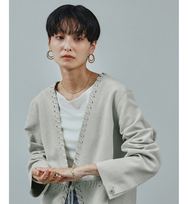 SALON adam et rope'「ウルトラスウェードノーカラータッセルジャケット」|ノーカラージャケット|