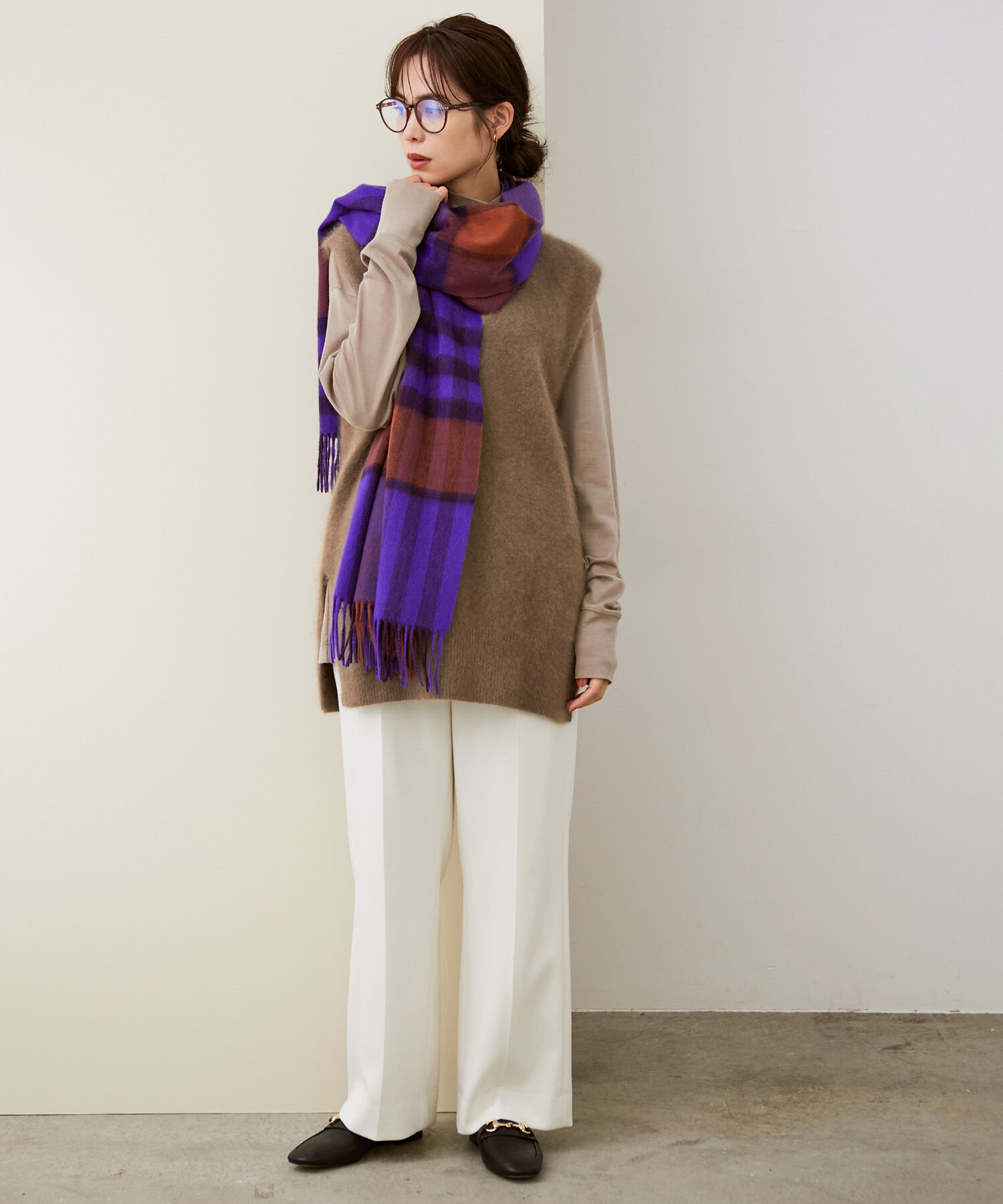 ROPE「チェック柄ウールストール」|ストール|