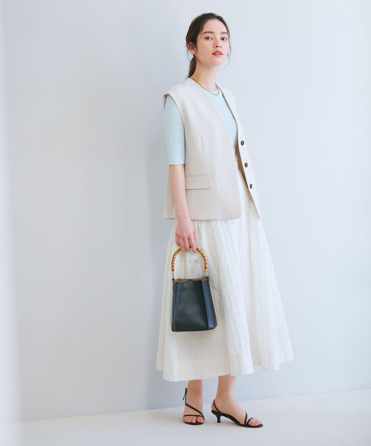 ROPE「【洗える】ホールガーメントリブ5分袖プルオーバー」|ニット・セーター|